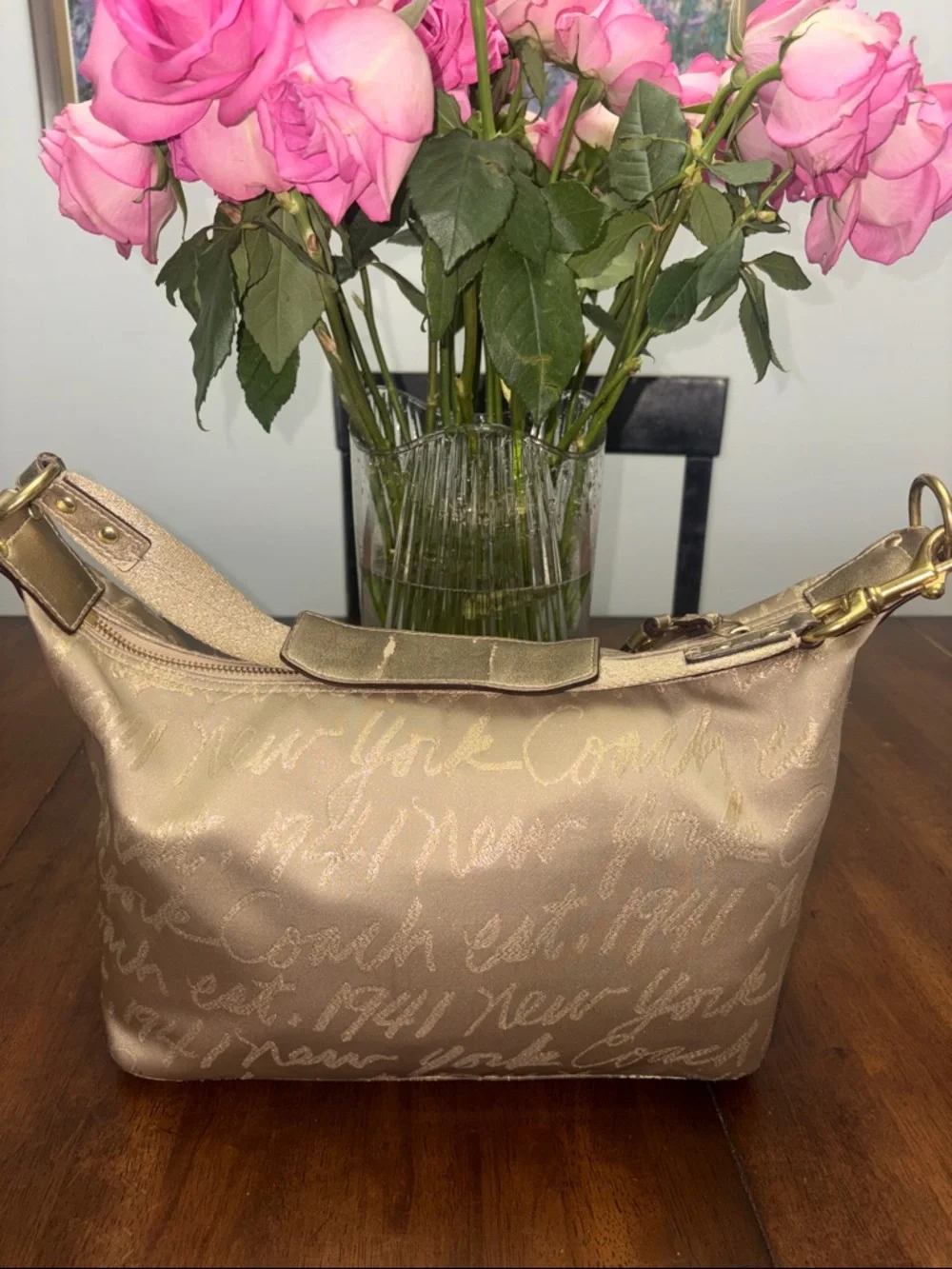 Coach Poppy Lurex Hobo Signature Script in GUC. - Picture 5 of 11